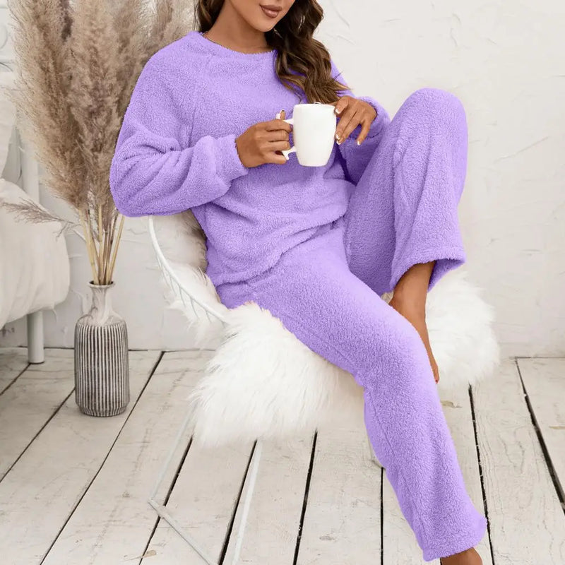 Pyjama femme en peluche violet