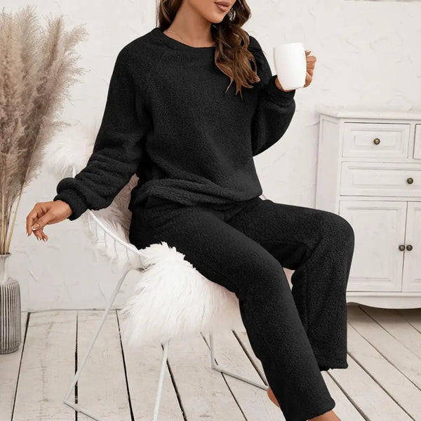 Pyjama femme en peluche noir