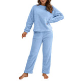 Pyjama femme en peluche bleu