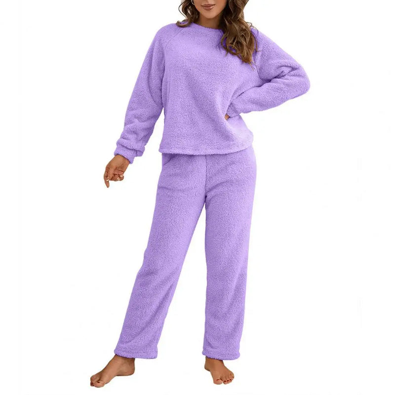 Pyjama femme en peluche violet clair