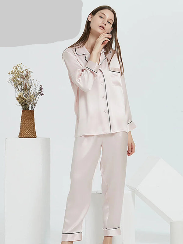 Pyjama femme en soie naturelle rose