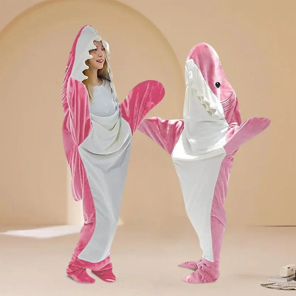 Pyjama femme hiver flanelle requin rose