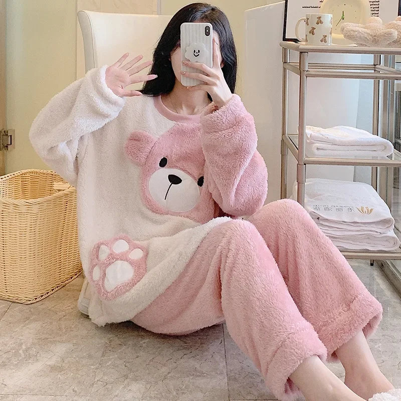 Pyjama femme hiver pilou
 rose