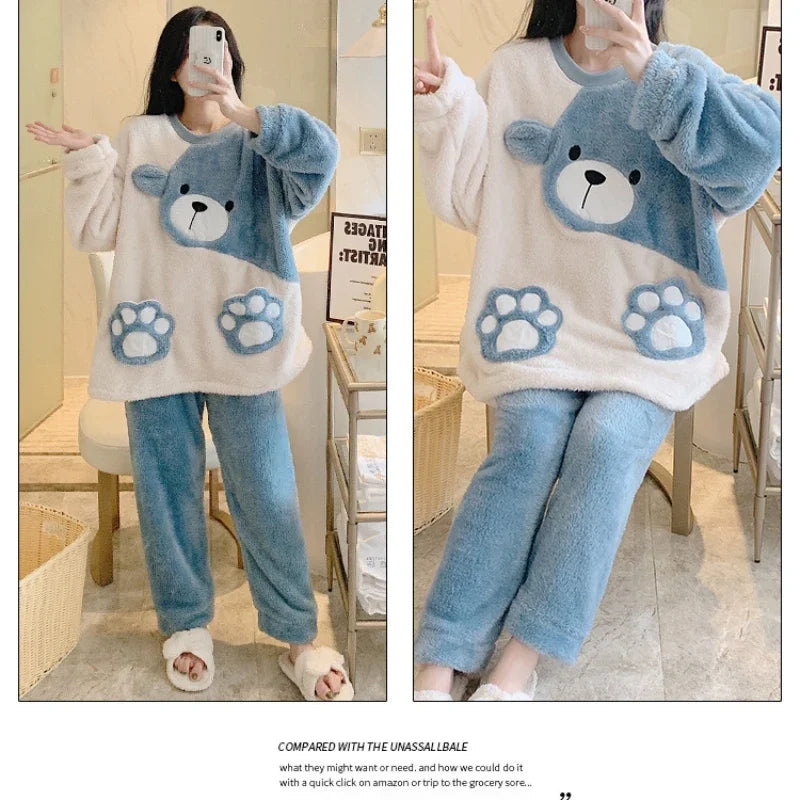 Pyjama femme hiver pilou
 bleu