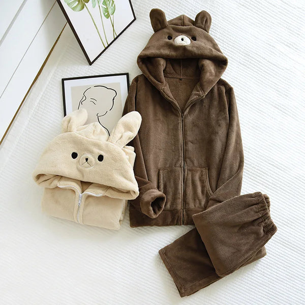 Pyjama femme ours marron