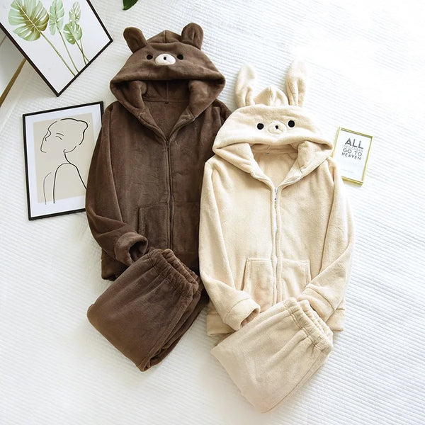 Pyjama femme ours marron beige