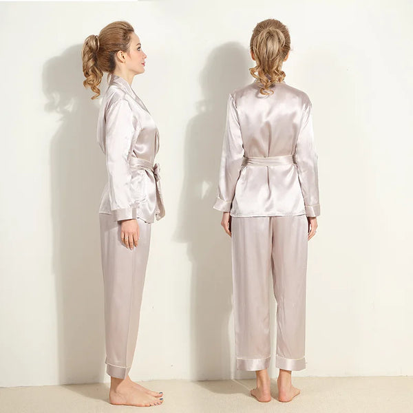 Pyjama femme soie satin rose