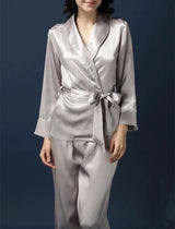 Pyjama femme soie satin GRIS