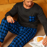 Pyjama homme été coton bleu noir