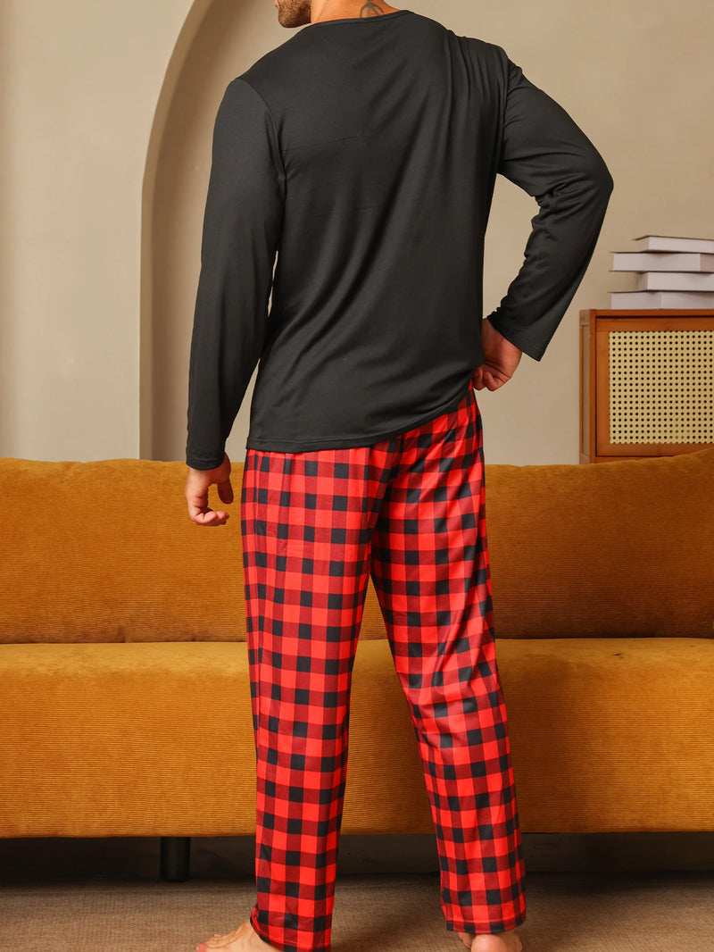 Pyjama homme été coton noir et rouge
