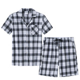 Pyjama homme été court à carreaux gris