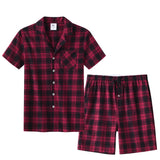Pyjama homme été court carreaux rouge bordeaux