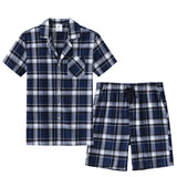 Pyjama homme été court carreaux bleu nuit