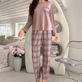 Pyjama imprimé carreaux violet