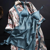Pyjama luxe pour femme vert fleuri