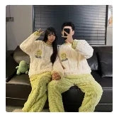 Pyjama polaire femme pilou pilou beige  et vert