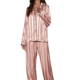 Pyjama satin rose rayure
