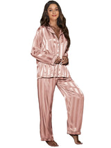 Pyjama satin rose rayure
