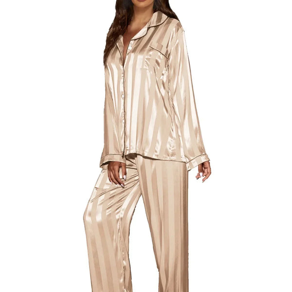 Pyjama satin rose rayure
