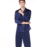 Pyjama soie pour homme bleu nuit