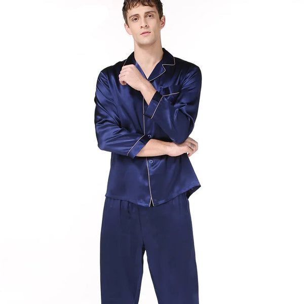 Pyjama soie pour homme bleu nuit