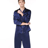 Pyjama soie pour homme bleu nuit