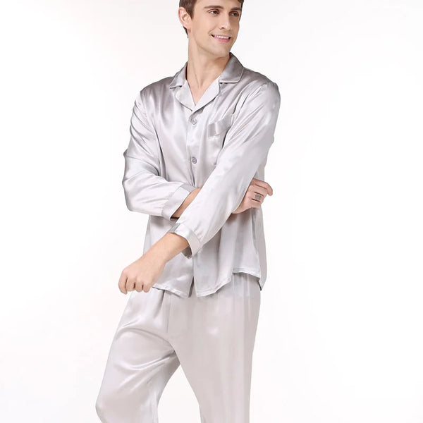 Pyjama soie pour homme gris