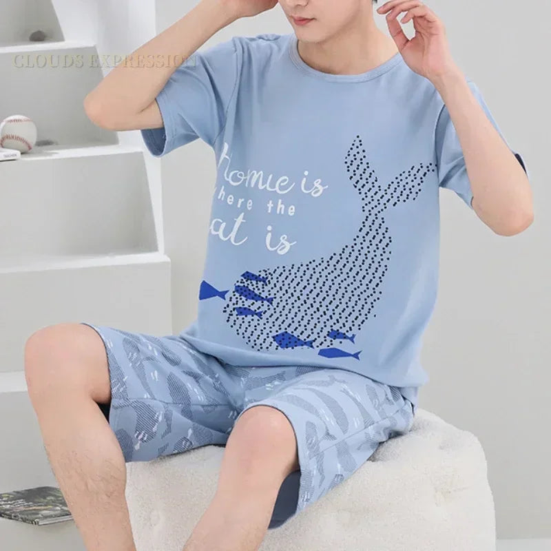 Pyjama été homme imprimé baleine