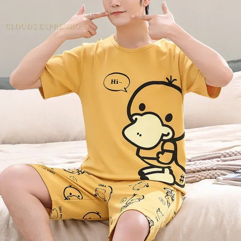 Pyjama été homme imprimé jaune canard