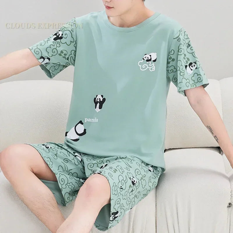 Pyjama été homme imprimé vert 