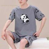 Pyjama été homme imprimé panda gris