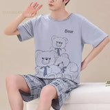Pyjama été homme imprimé ours violet