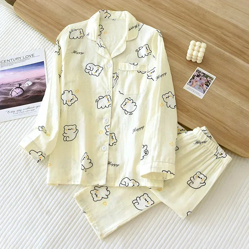 Pyjamas femme chaud printemps jaune clair