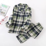Pyjamas femme chaud printemps carreaux verts