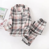 Pyjamas femme chaud printemps carreaux gris