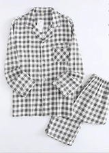 Pyjamas femme chaud printemps carreaux gris