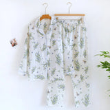 Pyjamas femme chaud printemps blanc imprimé fleurs