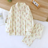 Pyjamas femme chaud printemps jaune imprimé