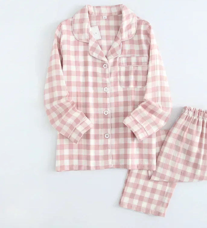Pyjamas femme chaud printemps CARREAUX ROSE