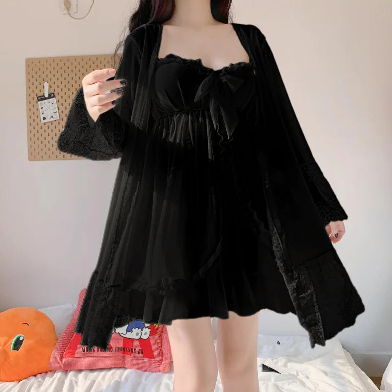 Robe de chambre noire femme