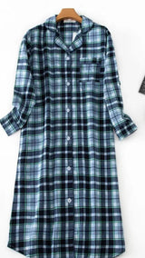 Robe de chambre à bouton femme rayée bleu vert 