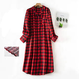 Robe de chambre à bouton femme carreaux noir rouge