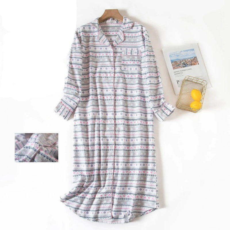 Robe de chambre à bouton femme imprimé gris