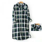 Robe de chambre à bouton femme carreaux bleu vert