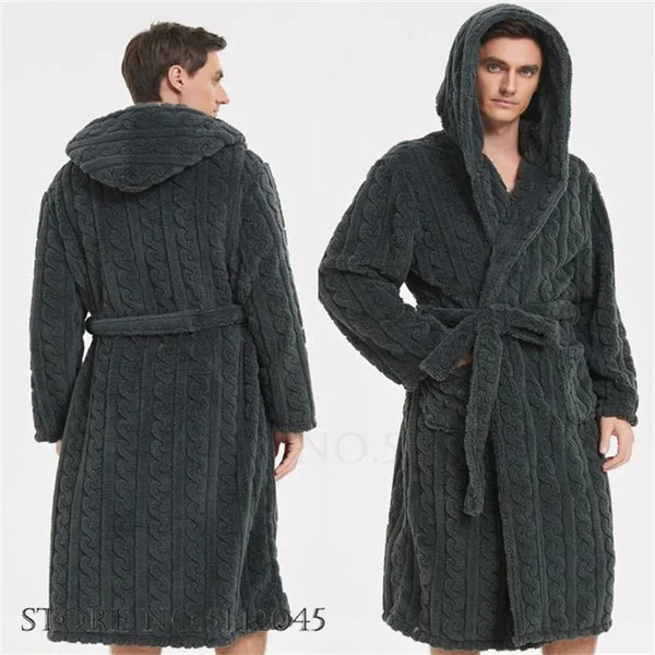 Robe de chambre à capuche homme gris foncé