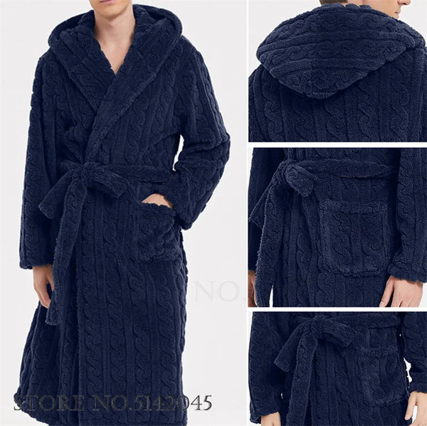 Robe de chambre à capuche homme bleu marine