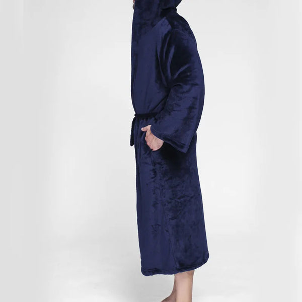 Robe de chambre chaude homme bleu marine