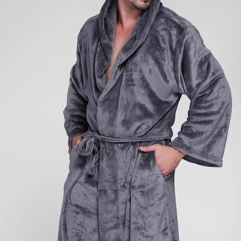 Robe de chambre chaude homme grise