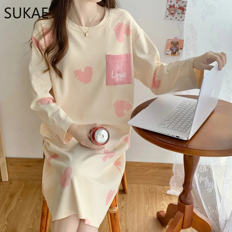 Robe de chambre coton femme beige rose