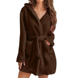 Robe de chambre courte pour femme marron